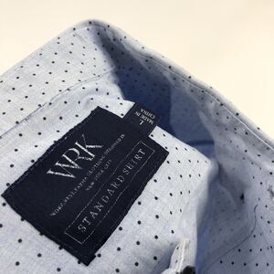 WRK STANDARD FIT Lg Mens Button Front Long Sleeve Cotton Polka Dot Casual Shirt